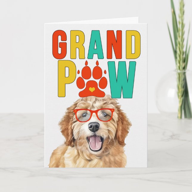 Tarjeta Festiva GranPAW Goldendoodle DOG Día de los Abuelos Gracio (Anverso)
