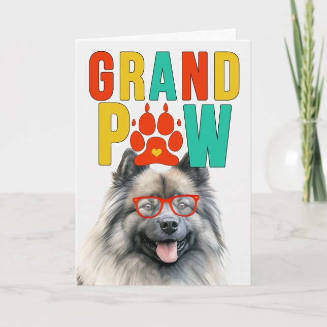 Tarjeta Festiva GranPAW Keeshond Dog Día de los abuelos divertidos (Anverso)