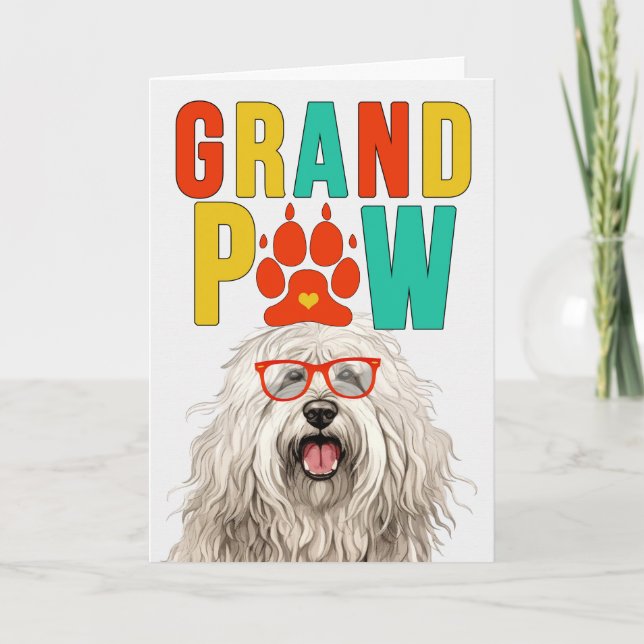 Tarjeta Festiva GranPAW Komondor DOG Funny Grandfather Day (Anverso)