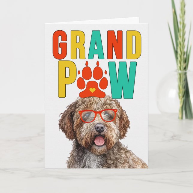 Tarjeta Festiva GranPAW Lagotto Romagnolo Funny Grandfather (Anverso)