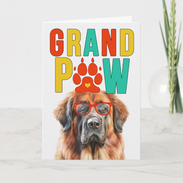 Tarjeta Festiva GranPAW Leonberger Dog Día de los Abuelos Gracioso (Anverso)