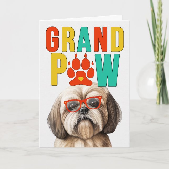 Tarjeta Festiva GranPAW Lhasa Apso Dog Día de los abuelos divertid (Anverso)