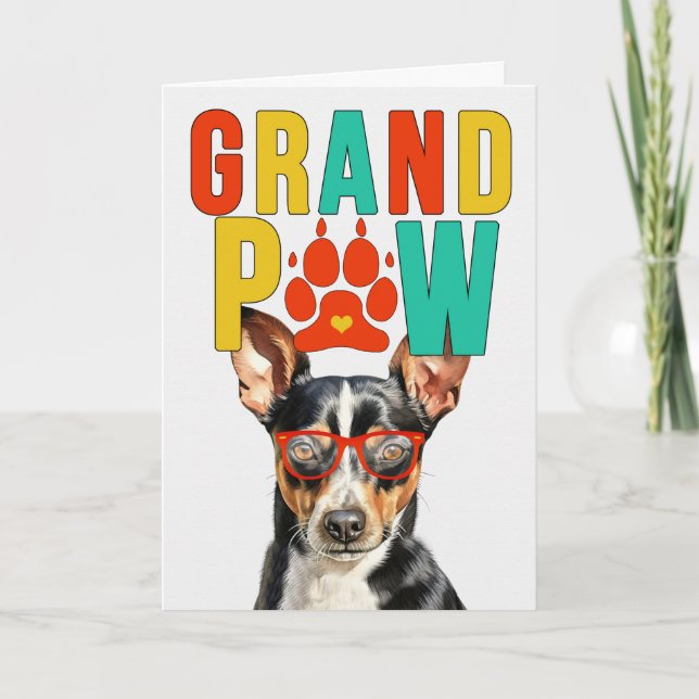 Tarjeta Festiva GranPAW Rat Terrier Dog Día de los abuelos diverti (Anverso)