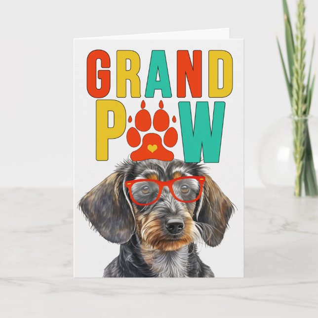 Tarjeta Festiva GranPAW Wirehair Dachshund Día de los Abuelos del  (Anverso)
