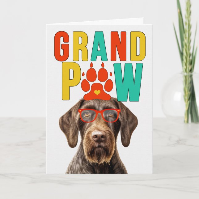 Tarjeta Festiva GranPAW Wirehair Puntero Divertido Día de los Abue (Anverso)