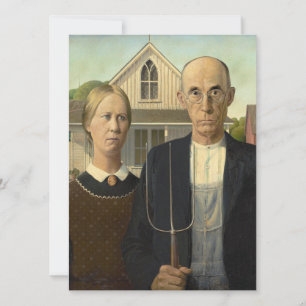 Tarjeta Festiva Grant Wood - American Gothic