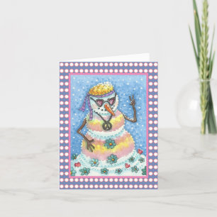 TARJETA FESTIVA GRAOVY SNOWMAN PEACE NAVIDADES GREETING CARD B