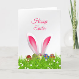 Tarjeta Festiva Grasa de Conejo de Huevos de Pascua