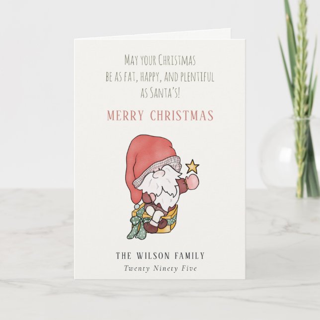 Tarjeta Festiva Grasa divertida Feliz de muchos deseos de Navidade (Anverso)