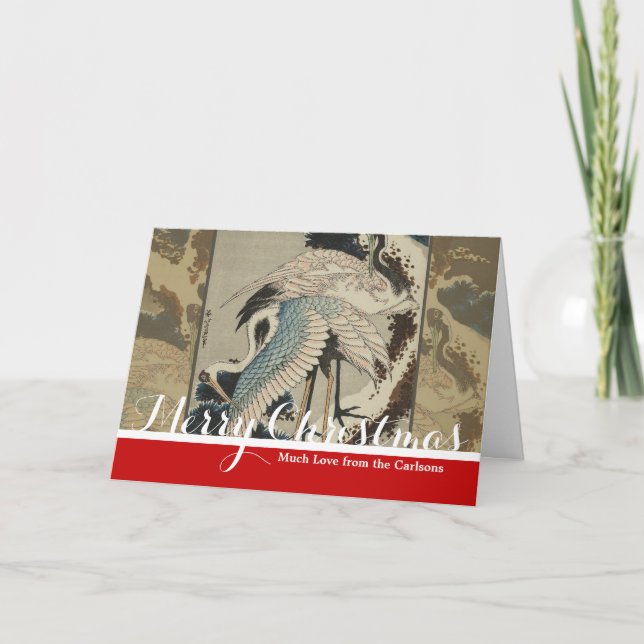 Tarjeta Festiva Grasas en una nieve cubierta Hokusai (Anverso)