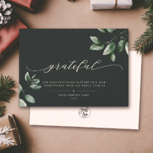 Tarjeta Festiva Grateful Elegant Script Eucalyptus Business Logo