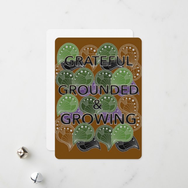Tarjeta Festiva Grateful Grounded Growing – Modern Geo Art Card (Anverso/Reverso In Situ)