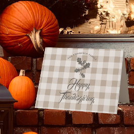 Tarjeta Festiva Gratitud De Acción De Gracias Nombre Familia Taupe