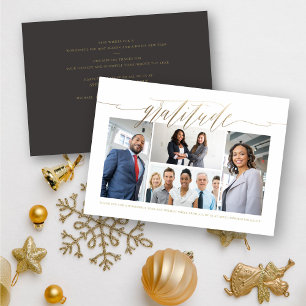 Tarjeta Festiva Gratitude Gold Script Multi Photo Styly Business