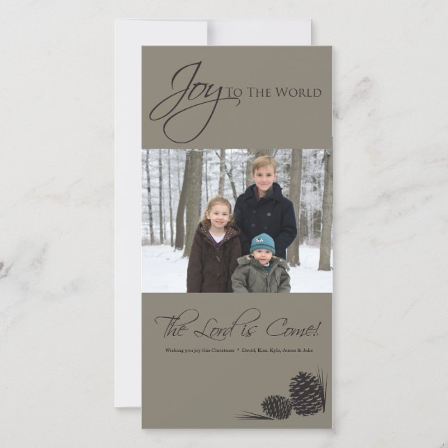 Tarjeta Festiva Gray Joy to the World Photocard (Anverso)
