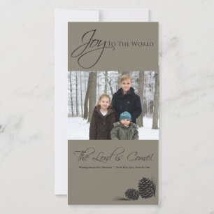 Tarjeta Festiva Gray Joy to the World Photocard