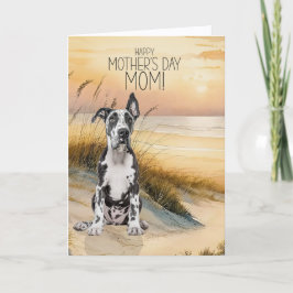 Tarjeta Festiva Great Dane Dog Sunset Beach Mother's Day