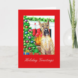 Tarjeta Festiva Great Dane Stockings Brindle