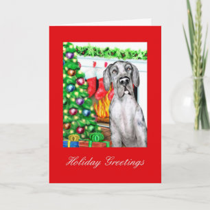 Tarjeta Festiva Great Dane Stockings Merle UC
