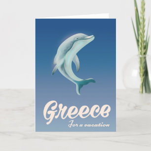 Tarjeta Festiva Grecia: cartel de viaje de delfines de vacaciones