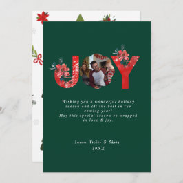 Tarjeta Festiva Green 1 Photo Joy Navidades Personalizados simples