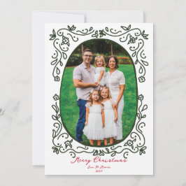 Tarjeta Festiva Green and Red Hand Drawn Illustrated Doodle Photo