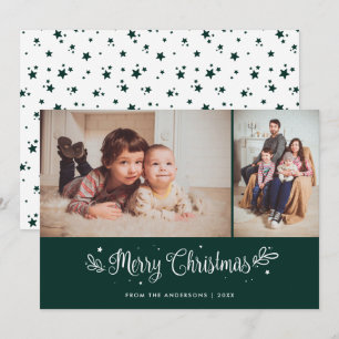 Tarjeta Festiva Green Calligraphy Merry Christmas Photo Cards