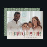 Tarjeta Festiva Green Casual Colorful Christmas Full Photo<br><div class="desc">This green casual colorful Christmas full photo holiday card is perfect for your fun, creative, bright Christmas greeting. It's unique, playful modern font in red, boho tan, and light and dark green, make for a happy seasonal feel. If your looking to brighten up your loved ones' dark winter with some...</div>