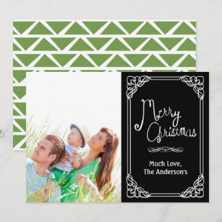 Tarjeta Festiva Green Chalkboard Typography Merry Christmas Photo