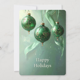 Tarjeta Festiva Green Christmas Ball Holiday Card