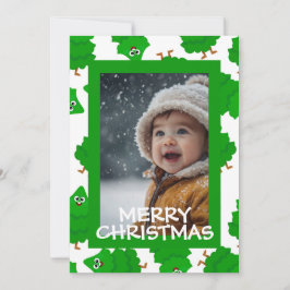 Tarjeta Festiva Green Christmas Photo Card with Baby Personalized