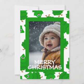 Tarjeta Festiva Green Christmas Photo Card with Baby Personalized