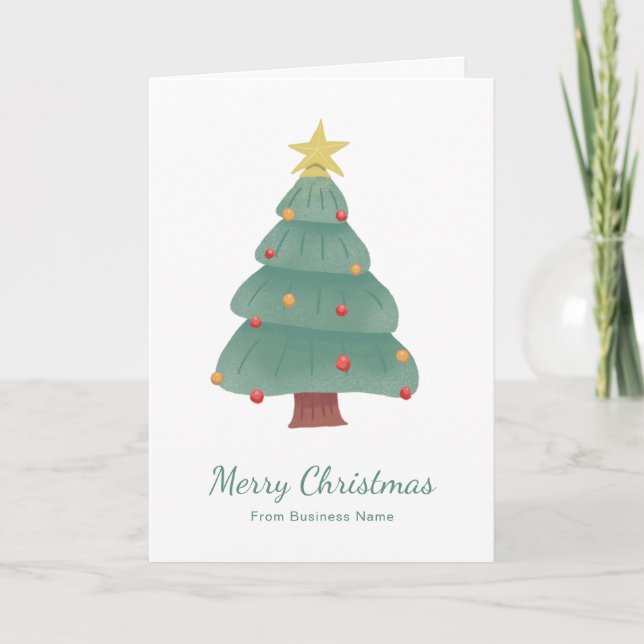 Tarjeta Festiva Green Christmas Tree Business (Anverso)