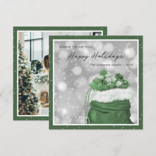 Tarjeta Festiva Green Classic Photo Happy Holidays Card