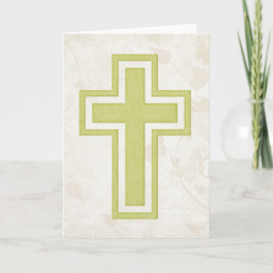 Tarjeta Festiva Green Cross 4 Blank Christian Greet Card