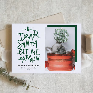 Tarjeta Festiva Green Dear Santa Me deja explicar a los Navidades