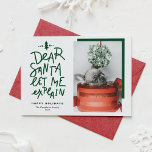 Tarjeta Festiva Green Dear Santa Me deja explicar la foto del bebé<br><div class="desc">¡Querido Papá Noel, déjame explicarme! Envíe saludos de vacaciones con esta divertida y festiva tarjeta plana de vacaciones. Presenta una cita con letras a mano y una tipografía simple. Personalice añadiendo un saludo, nombres, fotos y otros detalles. Esta tarjeta fotográfica de vacaciones será perfecta para tarjetas de vacaciones para bebés...</div>