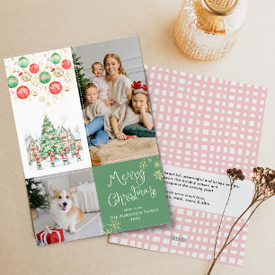 Tarjeta Festiva Green Festive Winter Scene Merry Christmas 2 Photo