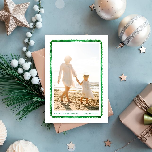 Tarjeta Festiva green fun modern festive frame christmas photo (Subido por el creador)