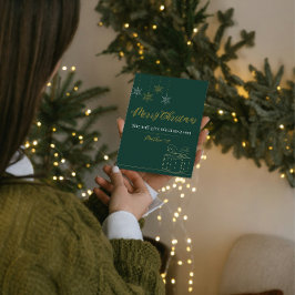 Tarjeta Festiva Green & Gold Christian Christmas Card – Matt. 1:21