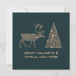 Tarjeta Festiva Green greeting card HAPPY HOLIDAYS JOYFUL NEW YEAR