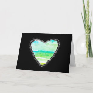 Tarjeta Festiva Green Heart Valentine Love Romance Card