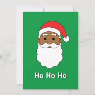 Tarjeta Festiva Green Ho Ho Ho Ho Ho African American Santa Claus