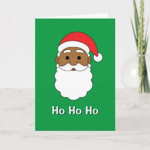 Tarjeta Festiva Green Ho Ho Ho Ho Ho African American Santa Claus 