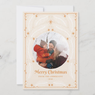 Tarjeta Festiva Green Joyful Botanful Frame Christmas Photo cards