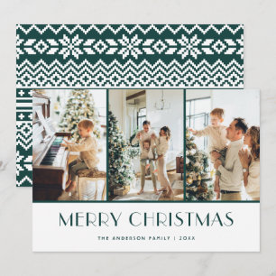 Tarjeta Festiva Green Kniter Sweater Photo Merry Christmas Card