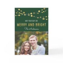 Green Lights Faux Gold Merry and Bright Photo