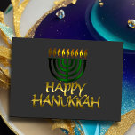 Tarjeta Festiva Green Menorah Flames Happy Hanukkah Card<br><div class="desc">Artículos con temática navideña diseñados por Umua. Impreso y enviado por Zazzle o sus afiliados.</div>