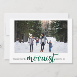 Tarjeta Festiva Green Merriest Place to Be Christmas Photo Card