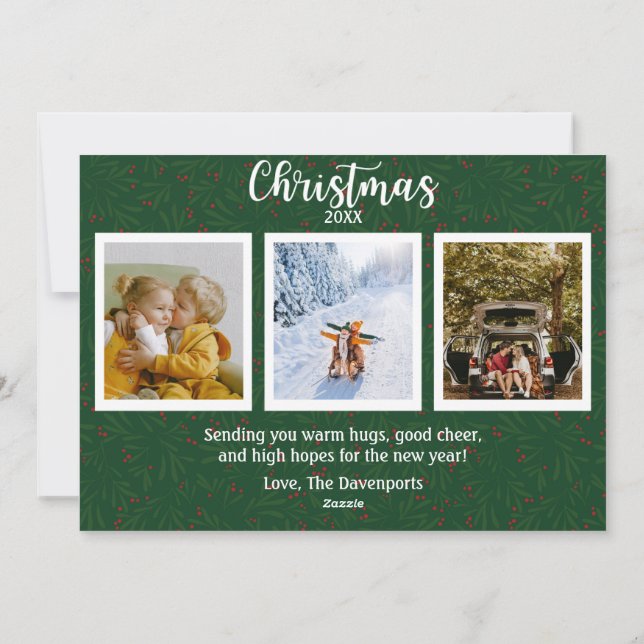 Tarjeta Festiva Green Merriest Place to Be Christmas Photo Card (Reverso)